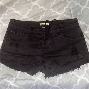 Billabong low rise stretch black denim shorts